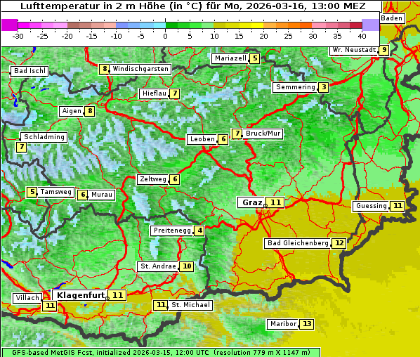 Temperatur, 16. 3. 2026