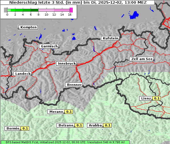 Niederschlag, 2. 12. 2025