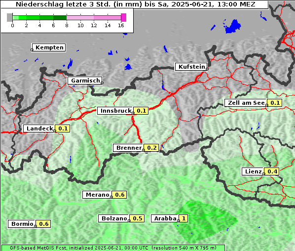 Niederschlag, 21. 6. 2025