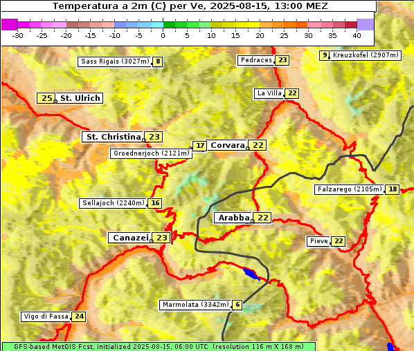 Temperatur, 15. 8. 2025