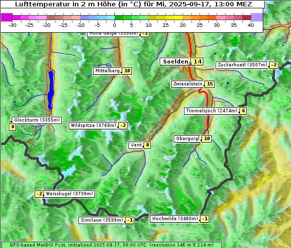 Temperatur, 17. 9. 2025