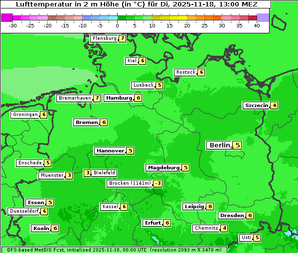 Temperatur, 18. 11. 2025