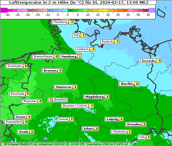 Temperatur, 17. 2. 2026