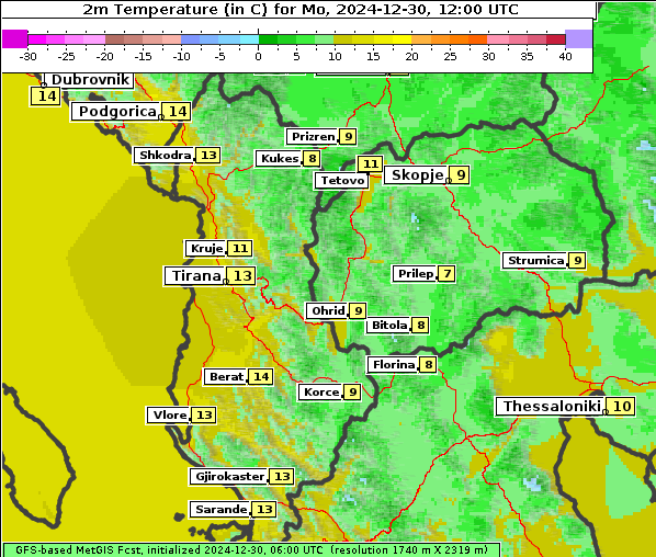 Temperatur, 30. 12. 2024