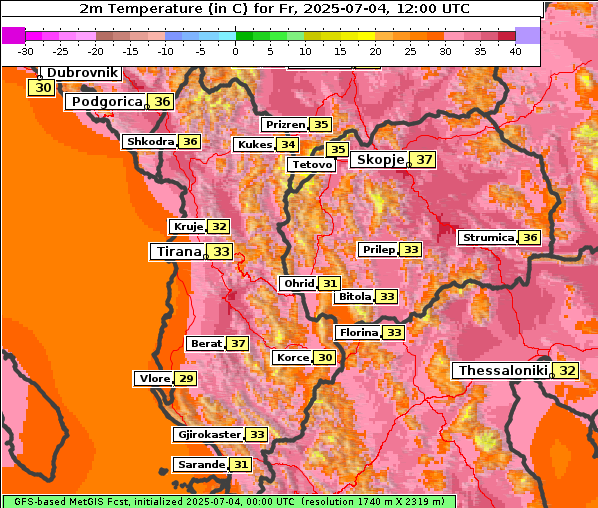 Temperatur, 4. 7. 2025