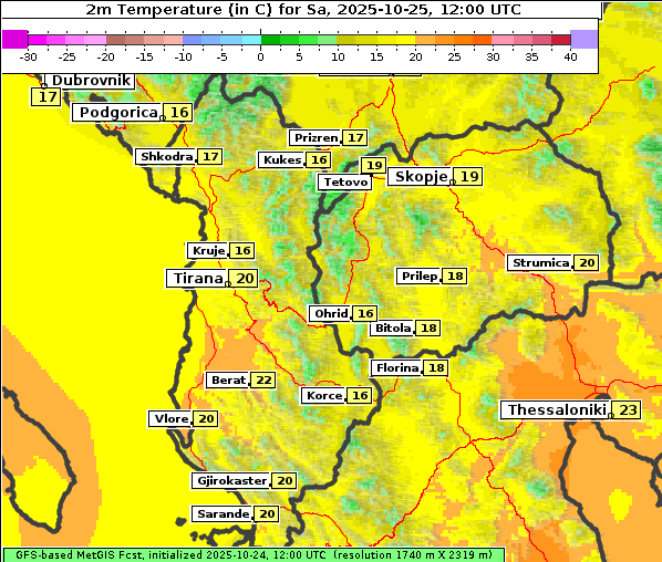 Temperatur, 25. 10. 2025