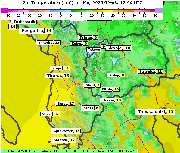 Temperatur, 8. 12. 2025