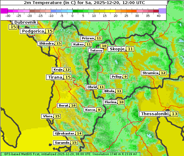 Temperatur, 20. 12. 2025