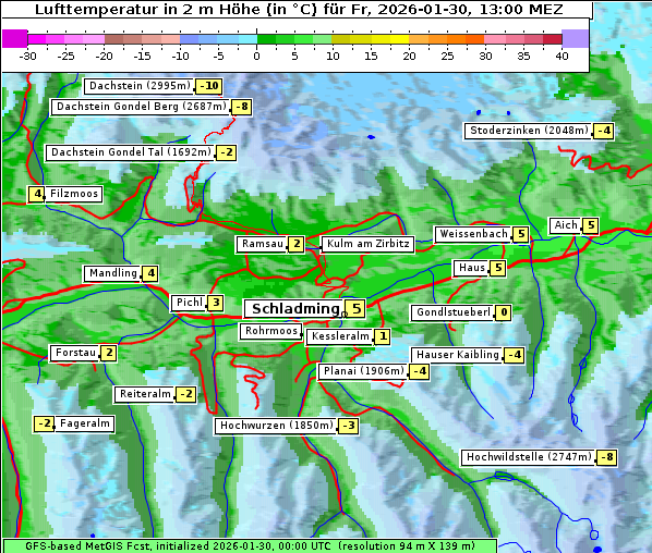Temperatur, 30. 1. 2026