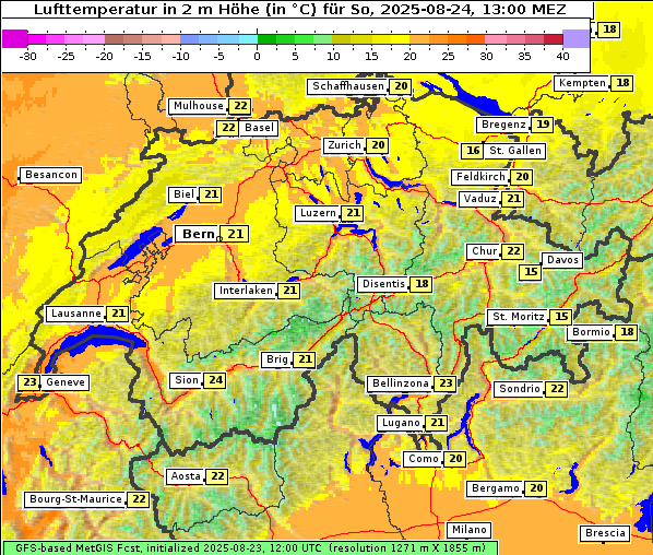 Temperatur, 24. 8. 2025