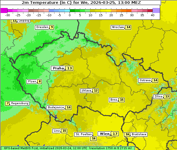 Temperatur, 25. 3. 2026