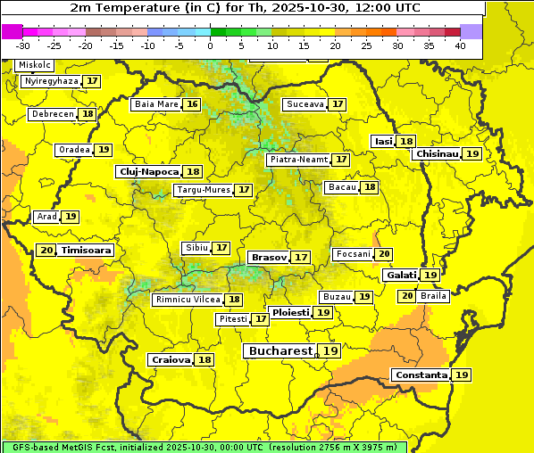 Temperatur, 30. 10. 2025