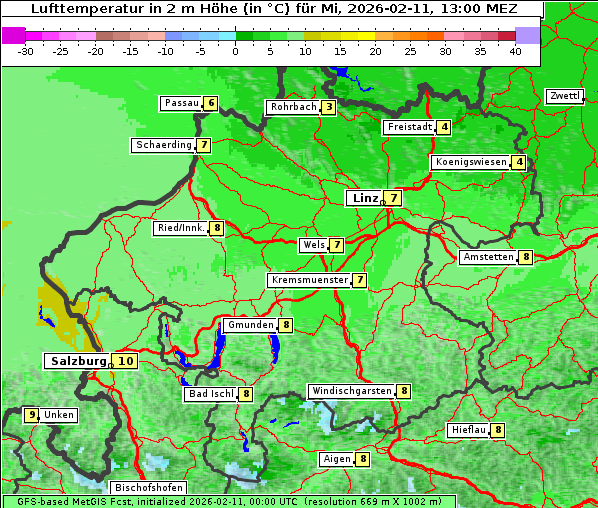 Temperatur, 11. 2. 2026