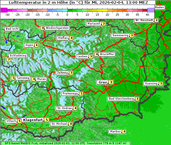 Temperatur, 4. 2. 2026