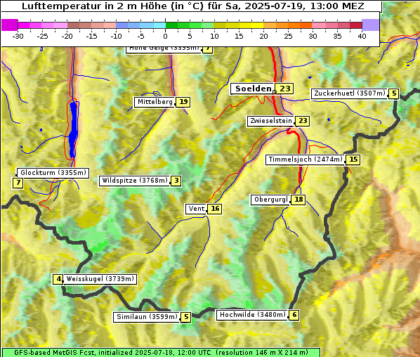 Temperatur, 19. 7. 2025