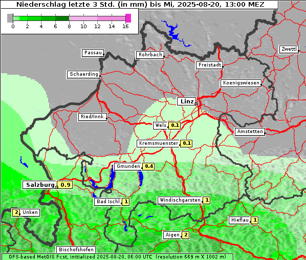 Niederschlag, 20. 8. 2025