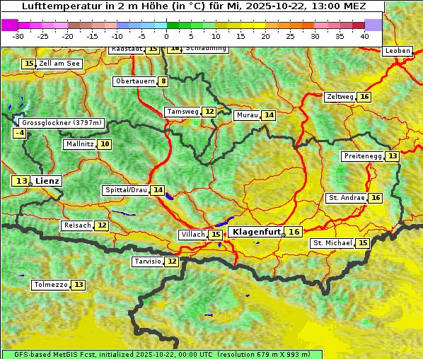 Temperatur, 22. 10. 2025