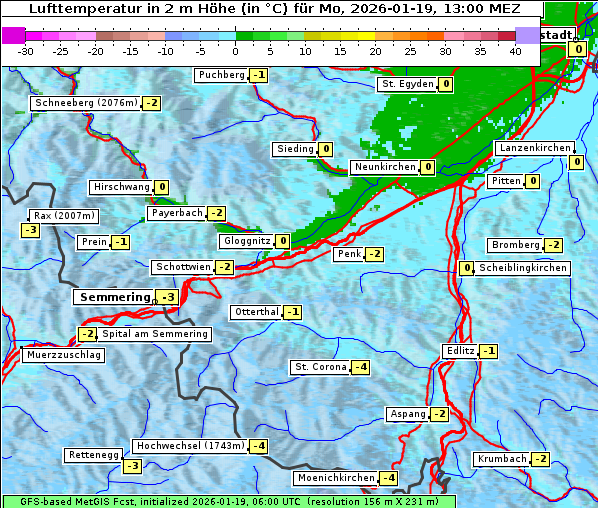 Temperatur, 19. 1. 2026