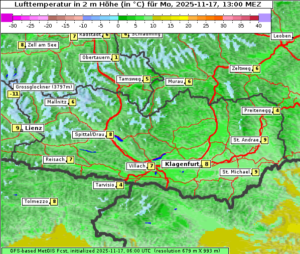 Temperatur, 17. 11. 2025