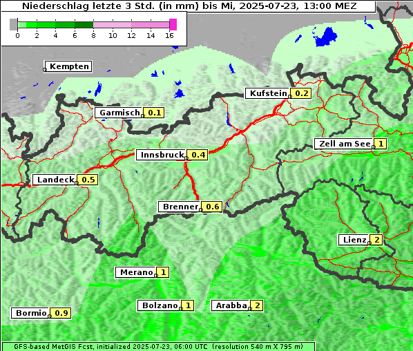 Niederschlag, 23. 7. 2025