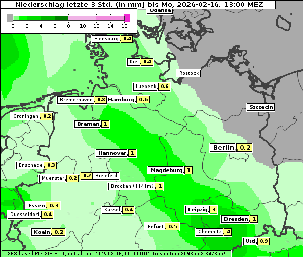 Niederschlag, 16. 2. 2026