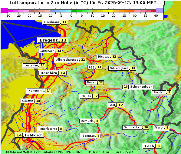 Temperatur, 12. 9. 2025