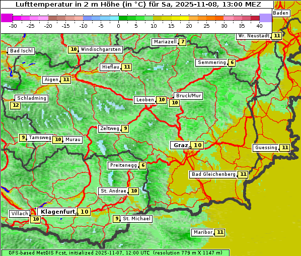 Temperatur, 8. 11. 2025