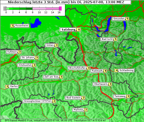 Niederschlag, 8. 7. 2025