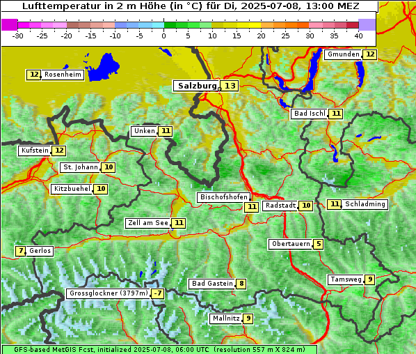 Temperatur, 8. 7. 2025