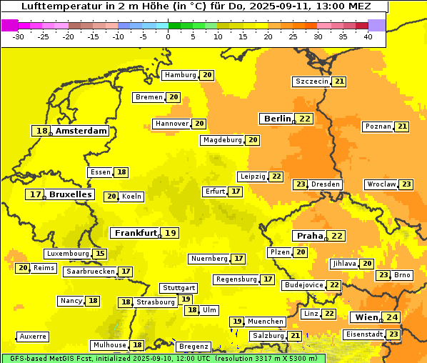 Temperatur, 11. 9. 2025