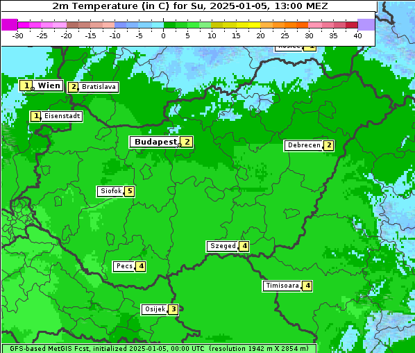 Temperatur, 5. 1. 2025