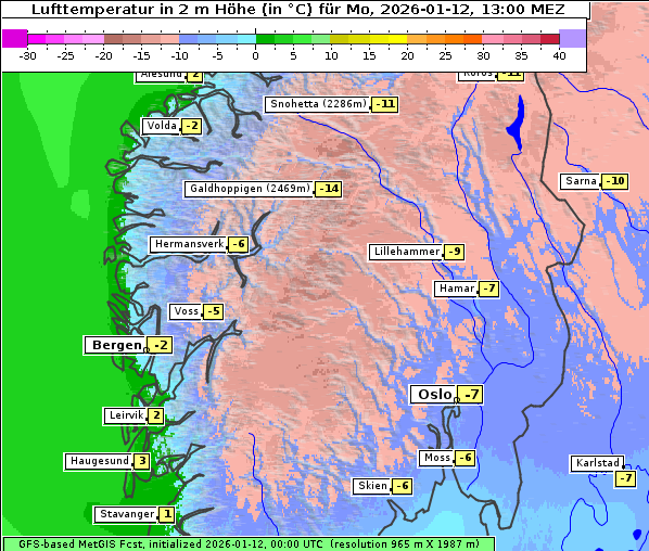 Temperatur, 12. 1. 2026