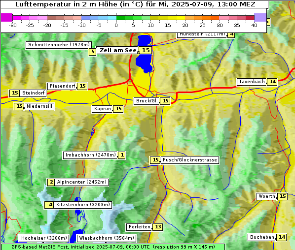 Temperatur, 9. 7. 2025