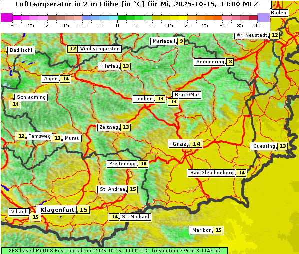 Temperatur, 15. 10. 2025