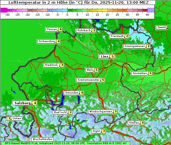 Temperatur, 20. 11. 2025