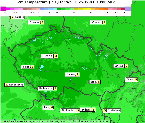 Temperatur, 3. 12. 2025
