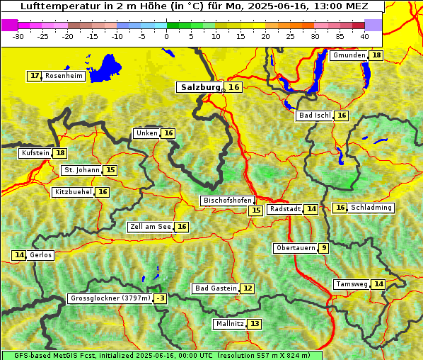 Temperatur, 16. 6. 2025