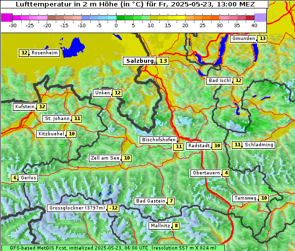 Temperatur, 23. 5. 2025