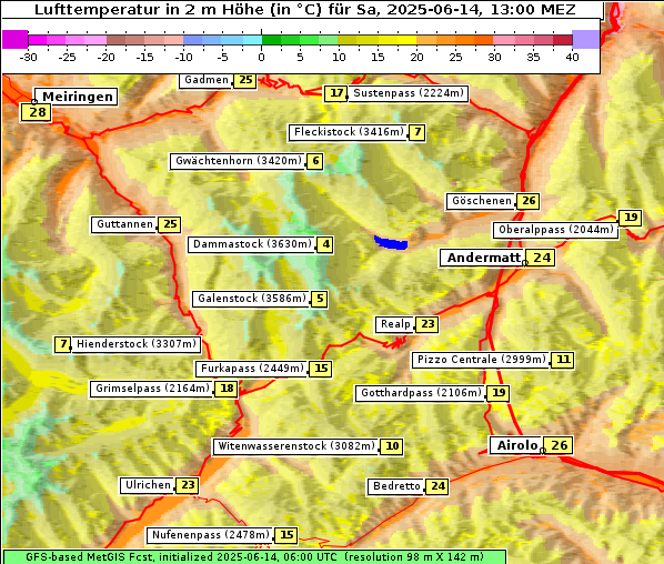 Temperatur, 14. 6. 2025