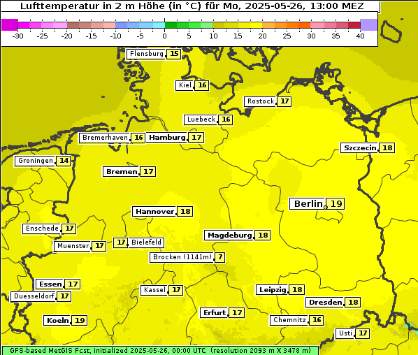 Temperatur, 26. 5. 2025