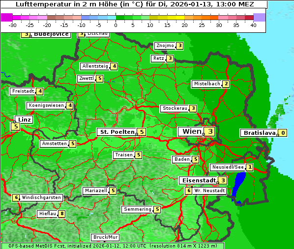 Temperatur, 13. 1. 2026