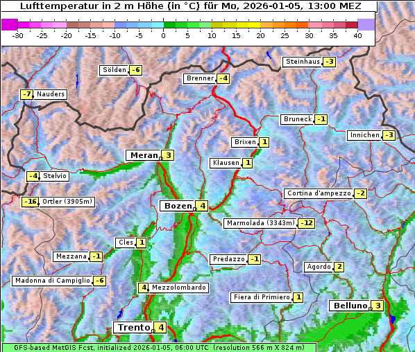 Temperatur, 5. 1. 2026