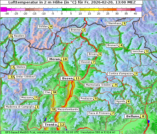Temperatur, 20. 2. 2026