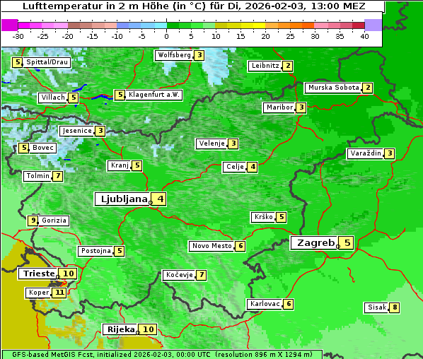 Temperatur, 3. 2. 2026
