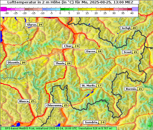 Temperatur, 25. 8. 2025