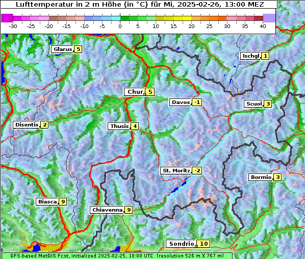 Temperatur, 26. 2. 2025