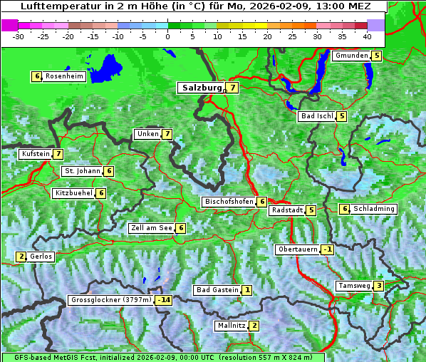 Temperatur, 9. 2. 2026