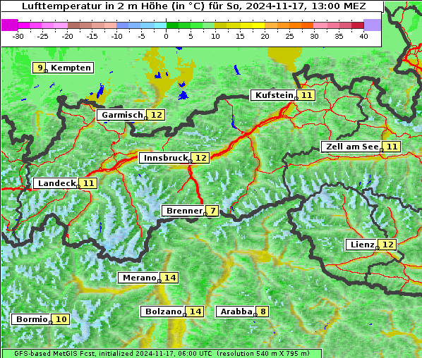 Temperatur, 17. 11. 2024