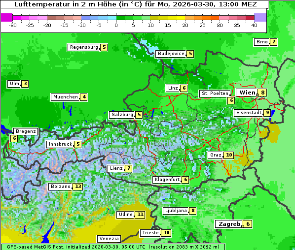 Temperatur, 30. 3. 2026