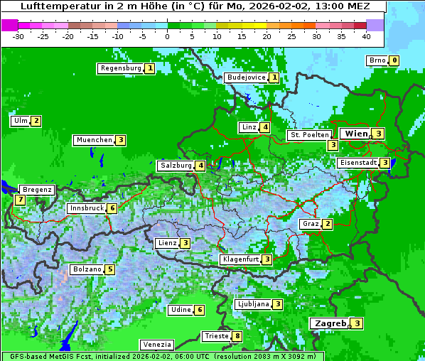 Temperatur, 2. 2. 2026